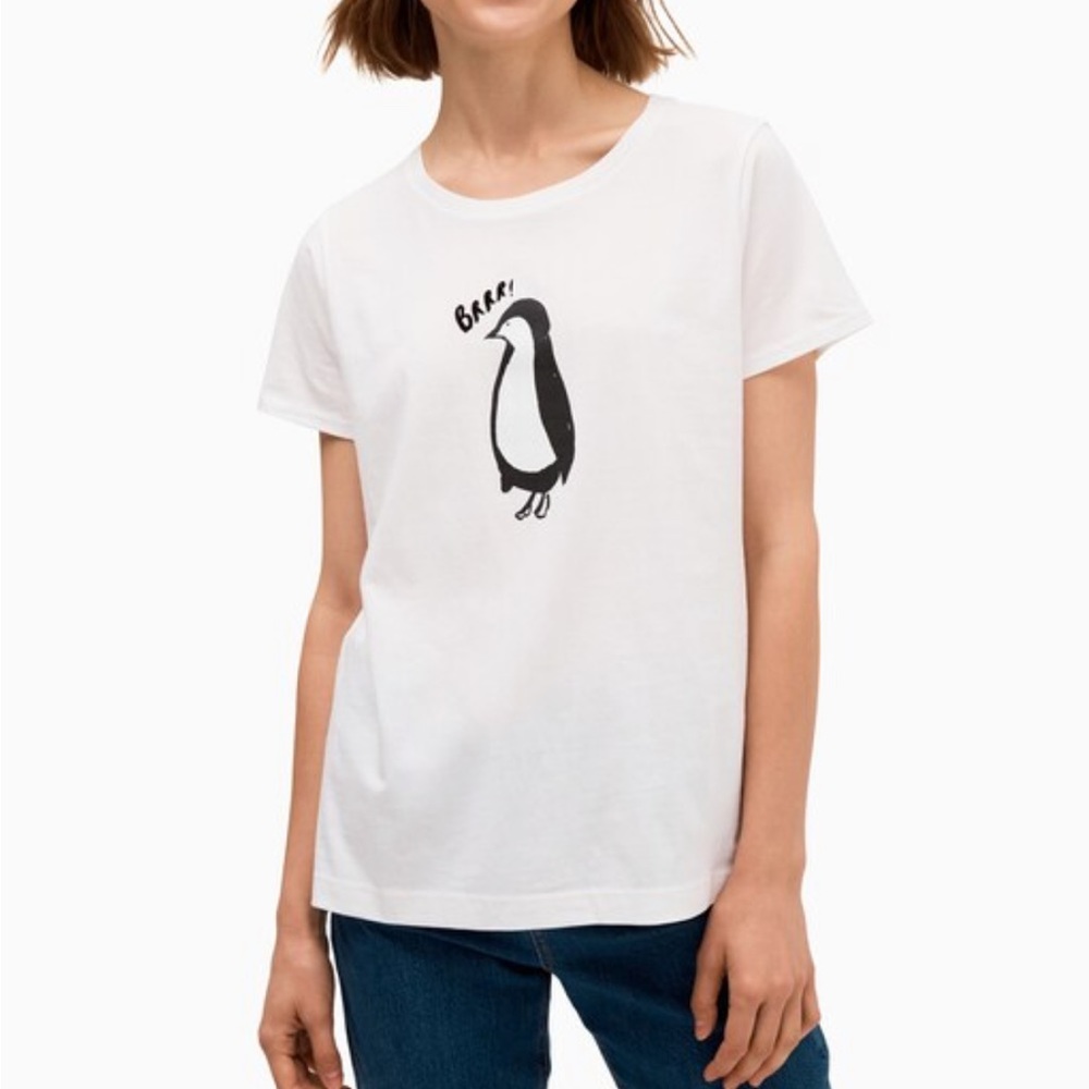 NWT Kate Spade BRRR Penguin Short Sleeved Tee Shirt Size Medium